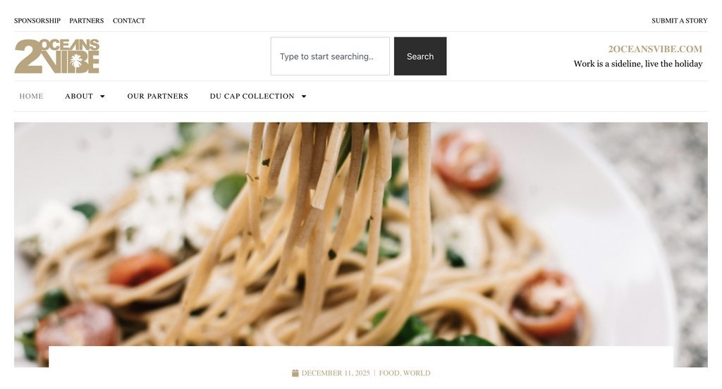 Screenshot of the 2oceansvibe News website