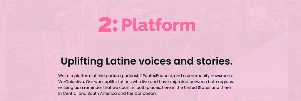 Screenshot of the 2Puntosplatform website