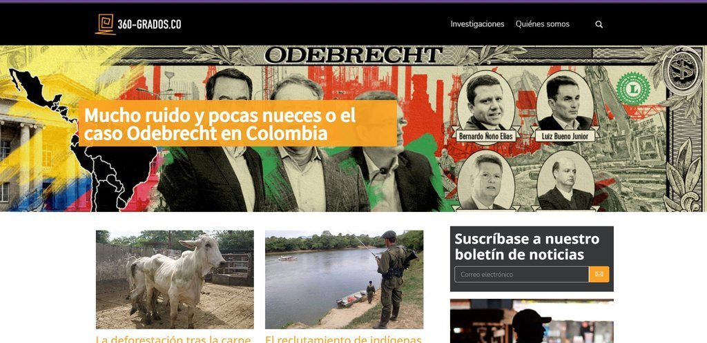 Screenshot of the 360 Grados Colombia website