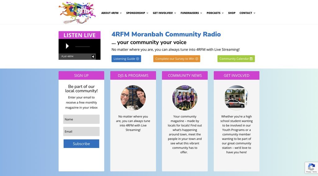 Screenshot of the 4RFM website