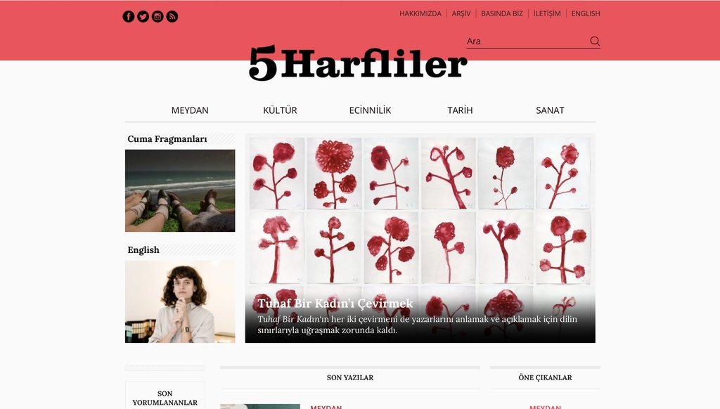 Screenshot of the 5Harfliler website