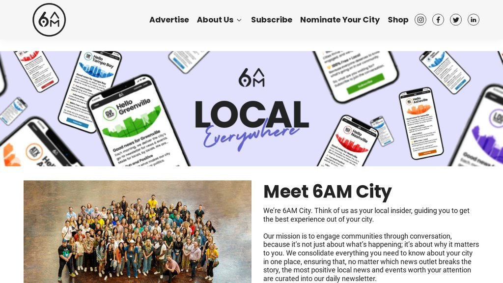 Screenshot of the 6AM City Inc website