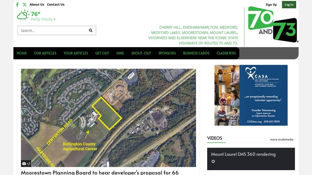 Screenshot of the 70and73.com website