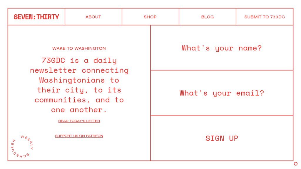 Screenshot of the 730DC website