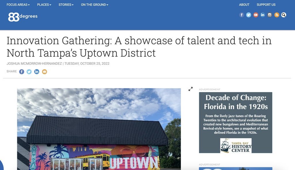 Screenshot of the 83 Degrees website