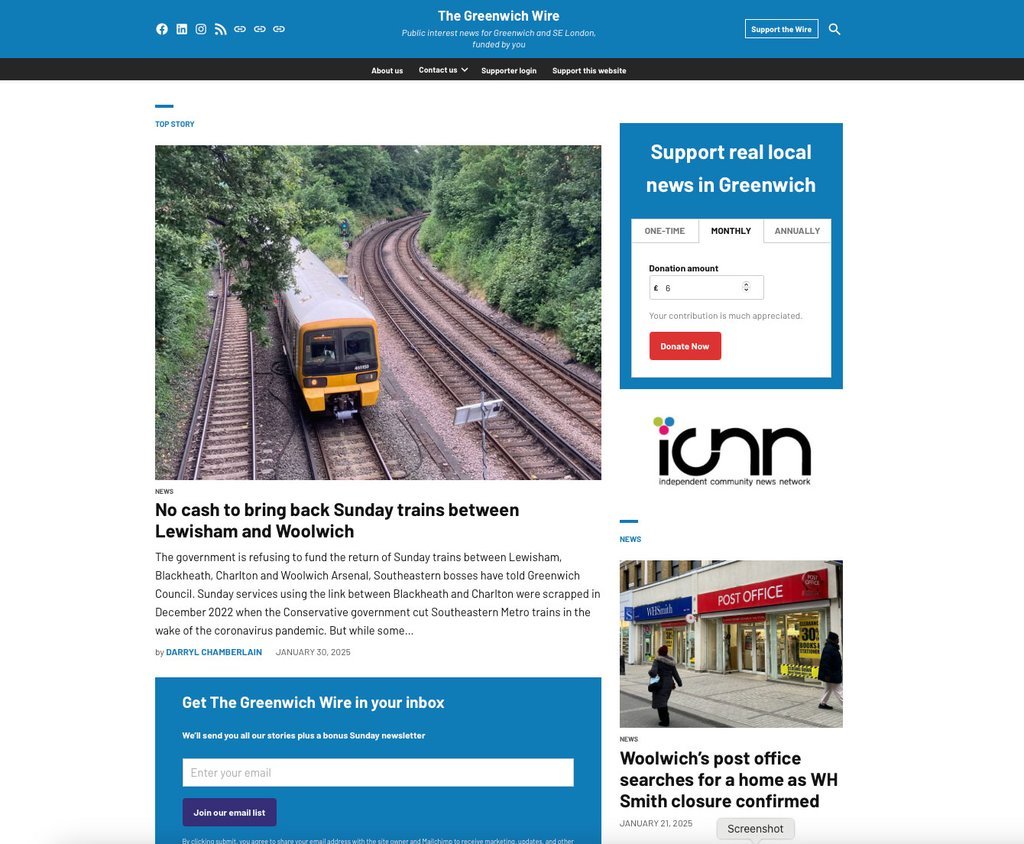 Screenshot of the 853 website