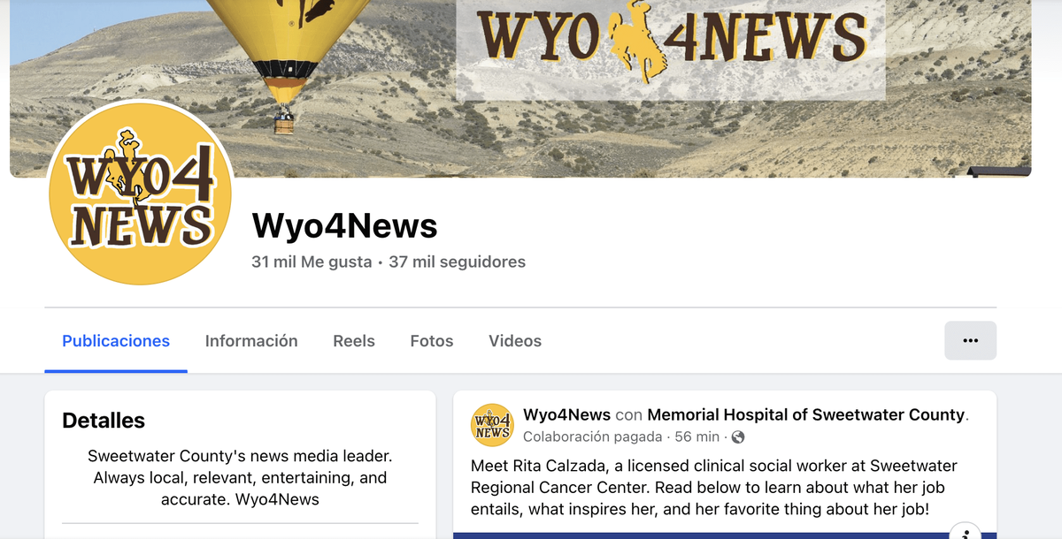 Screenshot of the Wyo4News website