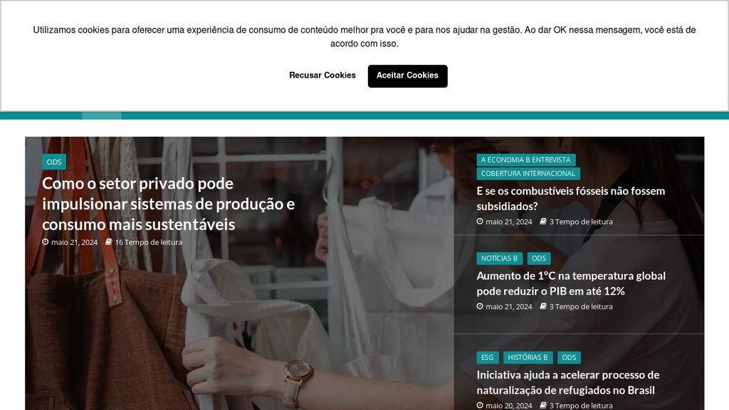 Screenshot of the A Economia B website