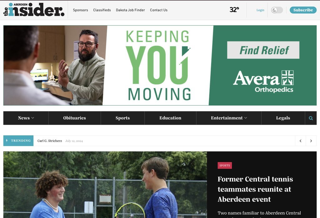 Screenshot of the Aberdeen Insider website