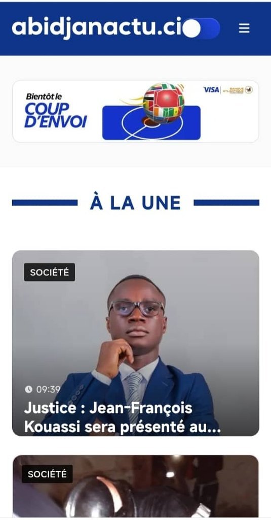 Screenshot of the Abidjan Actu website