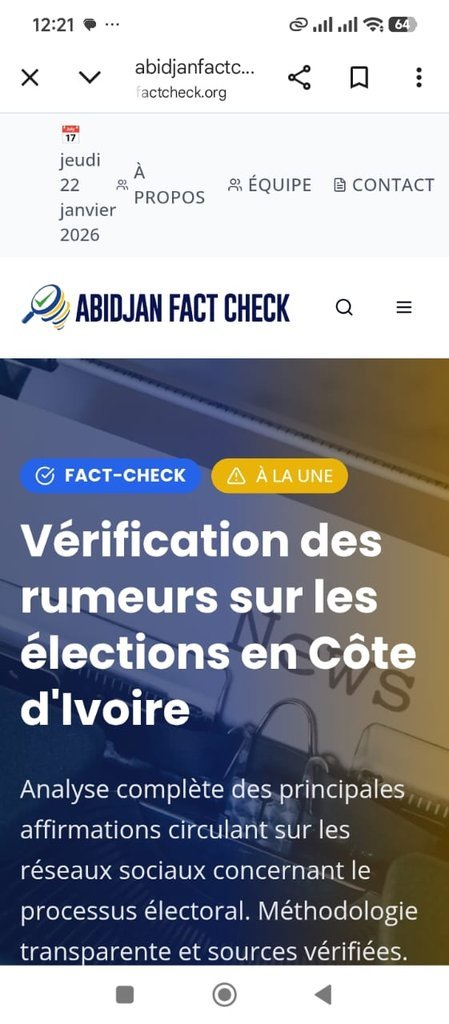 Screenshot of the Abidjan Fact Check website