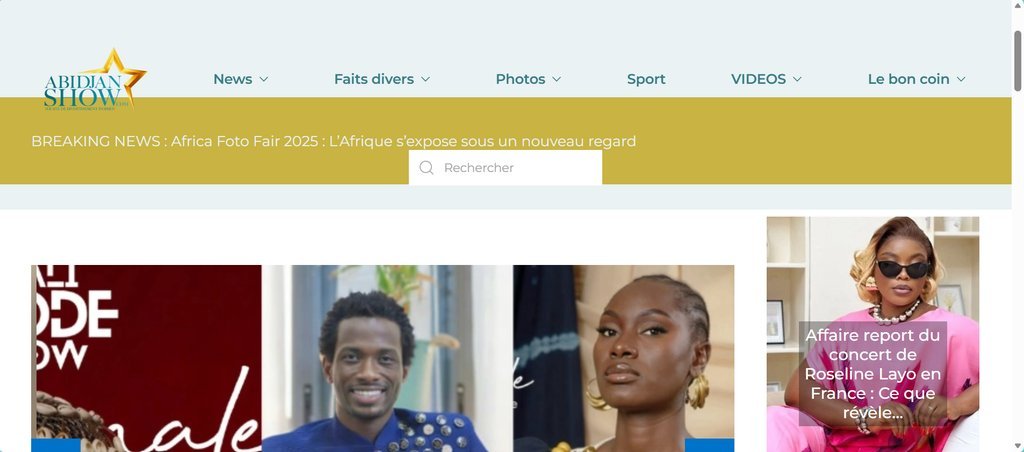 Screenshot of the Abidjan Show website