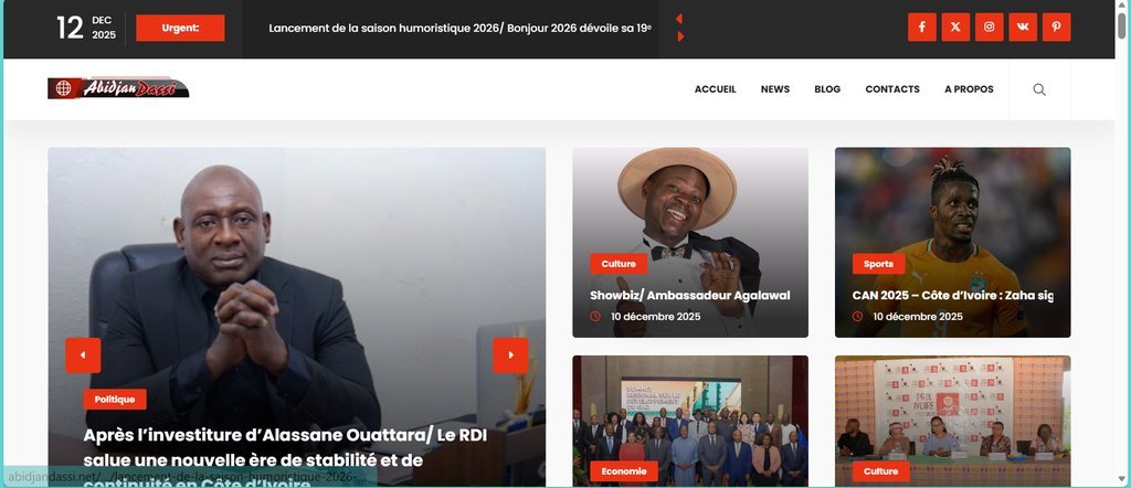 Screenshot of the Abidjandassi.net website