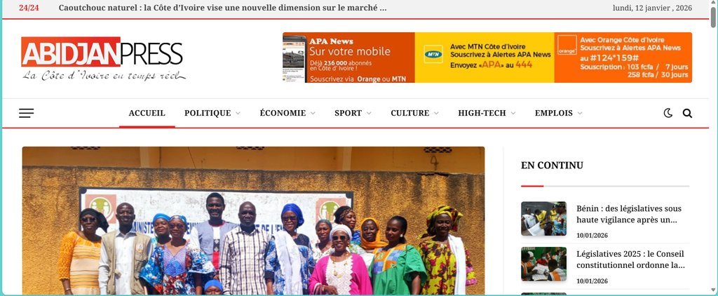 Screenshot of the AbidjanPress website