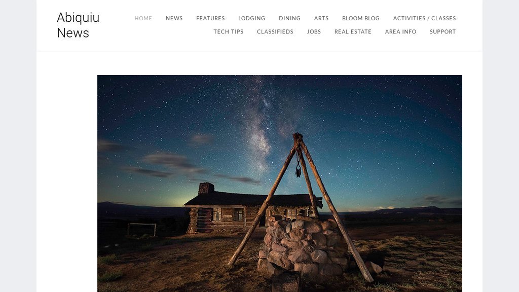 Screenshot of the Abiquiu News website