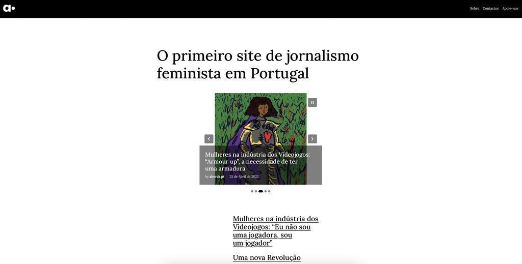 Screenshot of the Aborda website