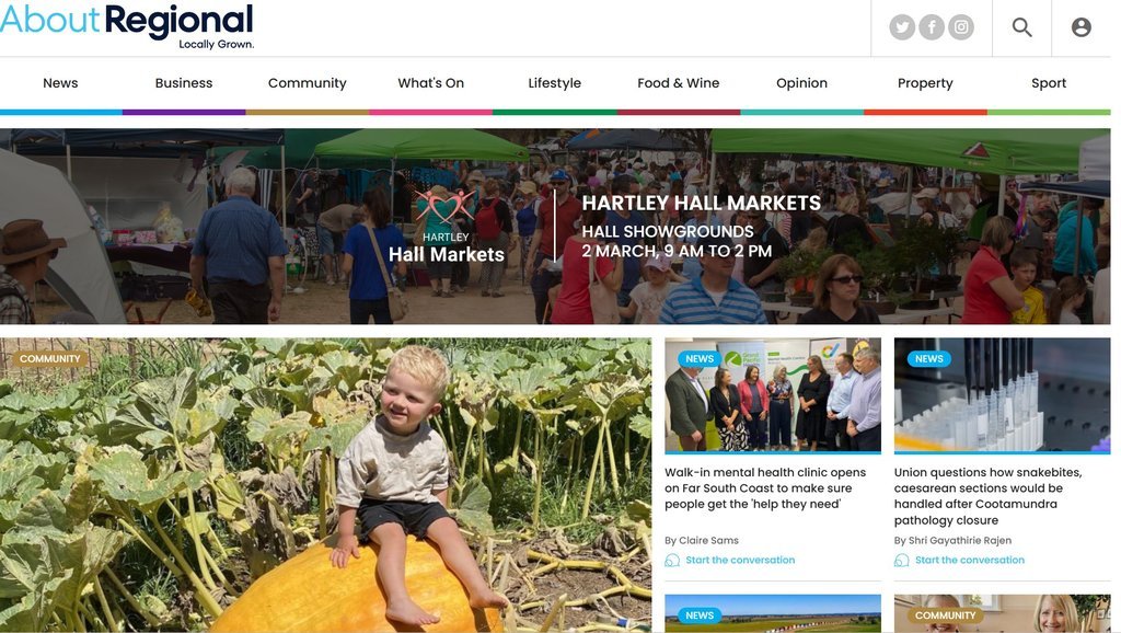 Screenshot of the About Regional website