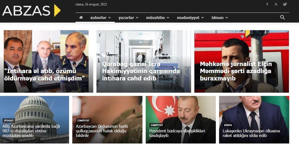 Screenshot of the AbzasMedia website