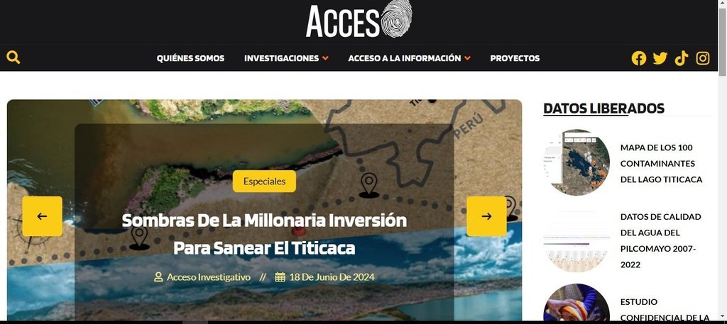 Screenshot of the acceso investigativo website