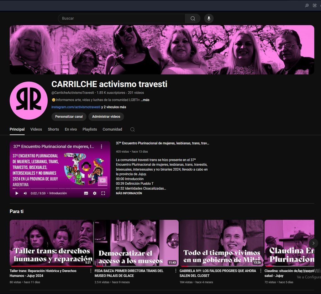Screenshot of the Activismo Travesti Trans website