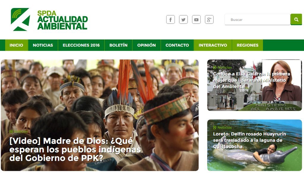 Screenshot of the Actualidad Ambiental website