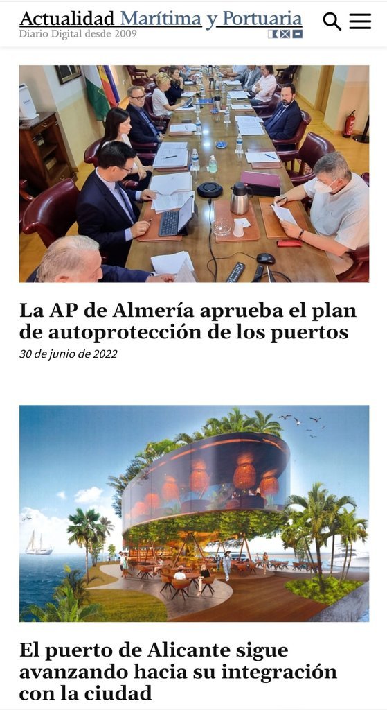 Screenshot of the Actualidad Maritima Y Portuaria website