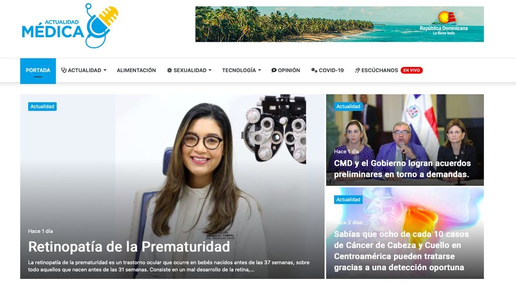 Screenshot of the Actualidad Medica website