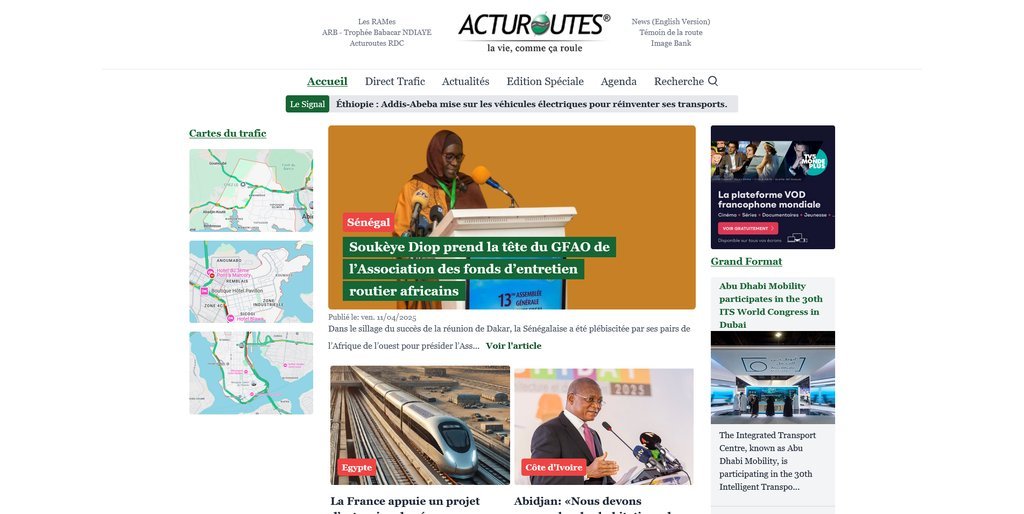 Screenshot of the Acturoutes website