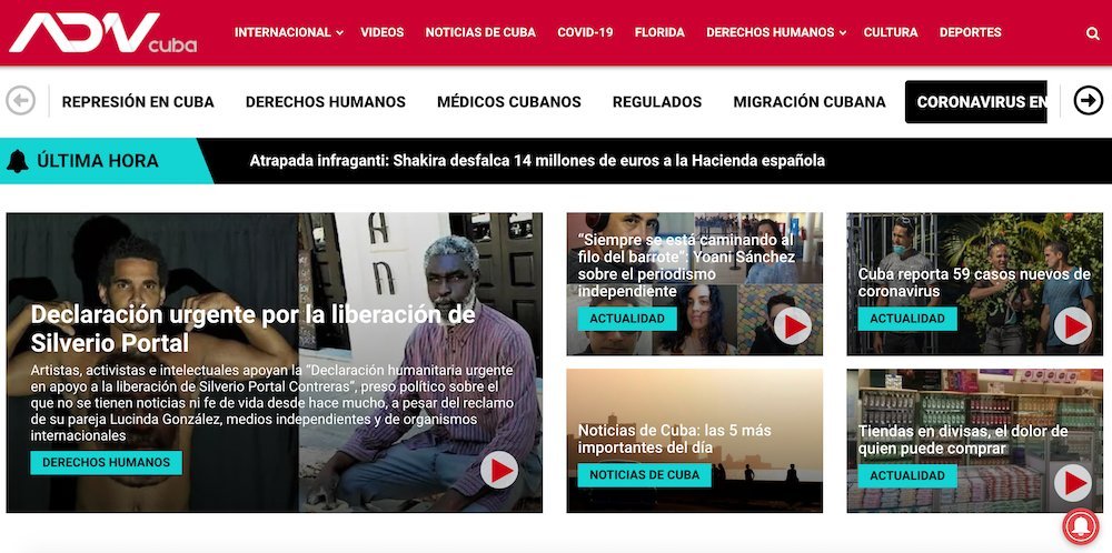 Screenshot of the Adn Cuba website
