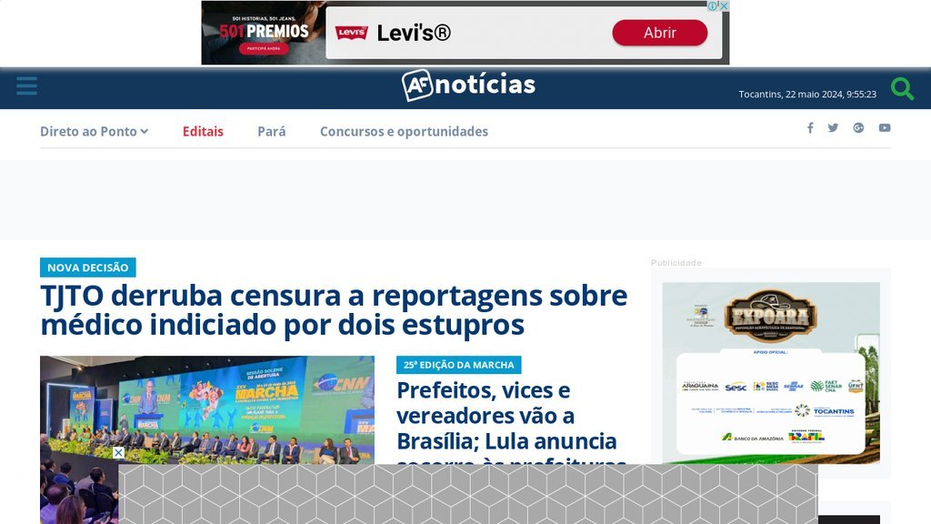 Screenshot of the AF Notícias website