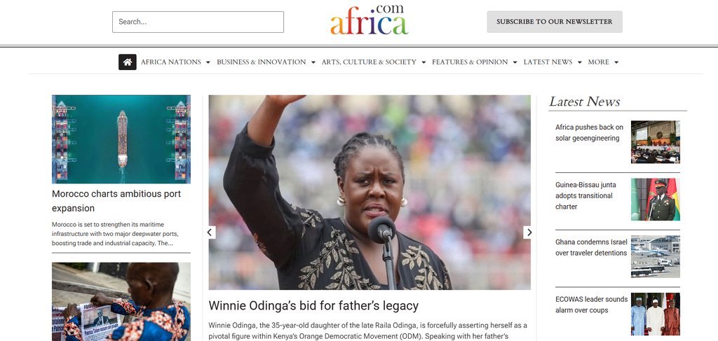 Screenshot of the Africa.com website