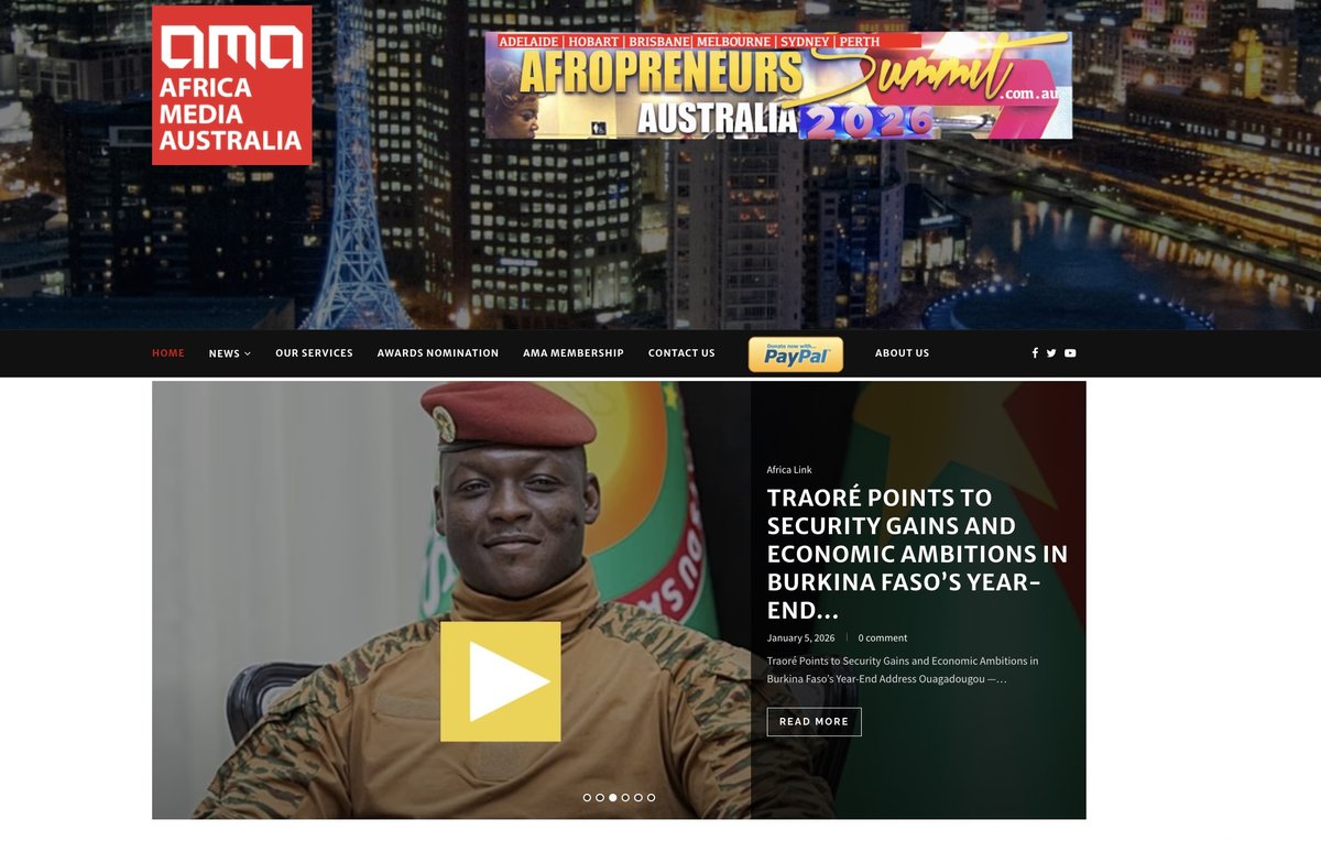 Screenshot of the Africa Media Australia website