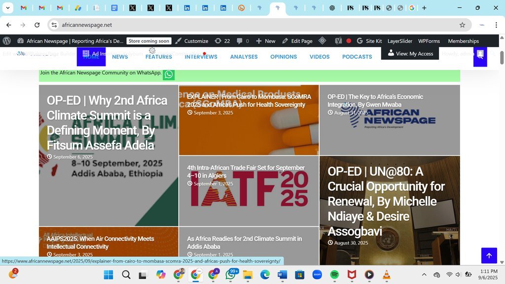 Screenshot of the African Newspage website