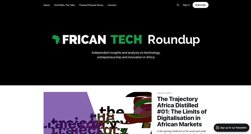 Screenshot of the African Tech Roundup website