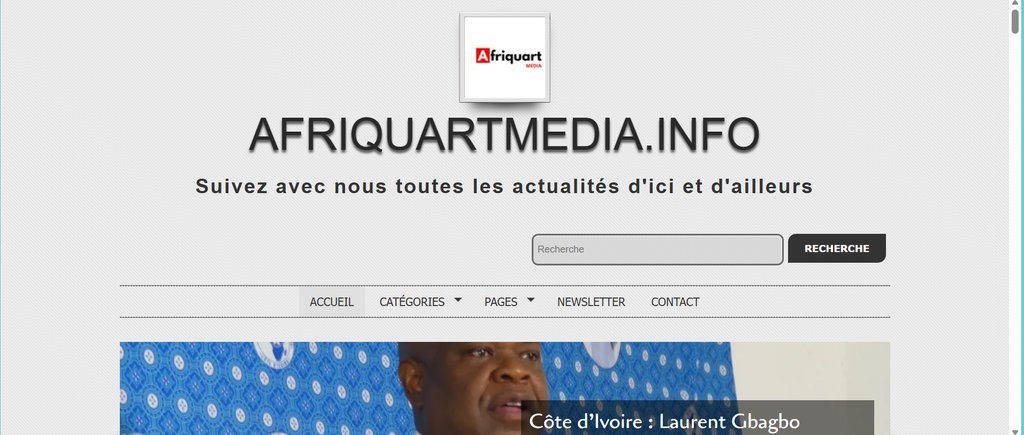Screenshot of the Afriquart Media website