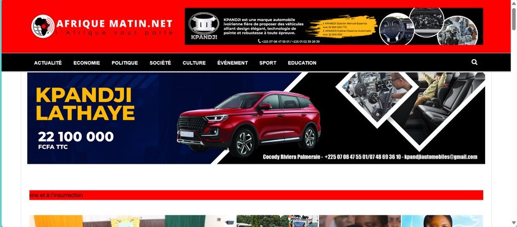 Screenshot of the Afrique Matin.net website