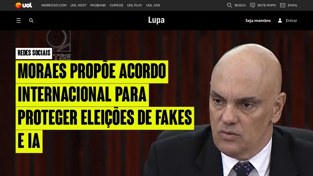 Screenshot of the Agência Lupa website