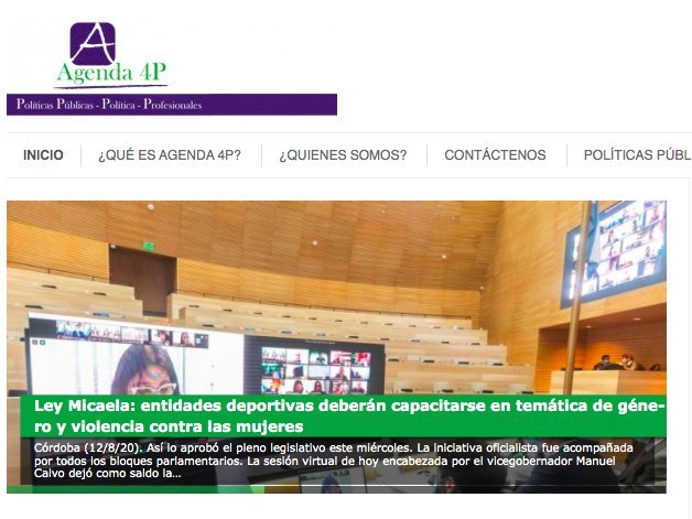 Screenshot of the Agenda 4P website