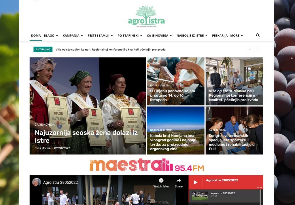 Screenshot of the Agroistra website