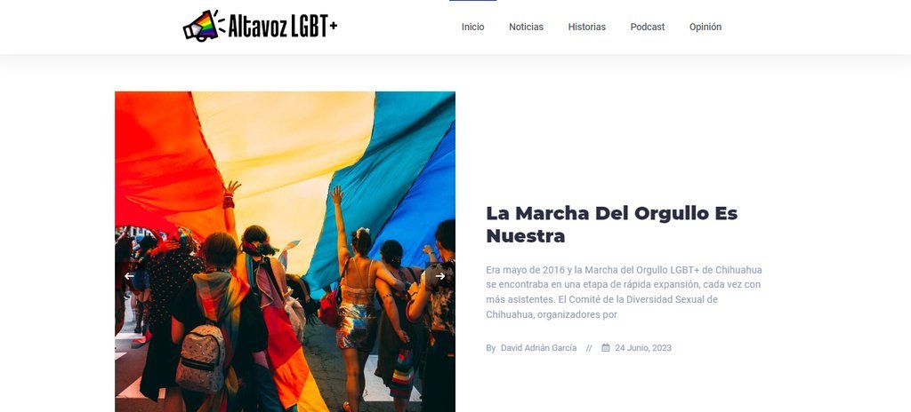 Screenshot of the Altavoz Lgbt+ website