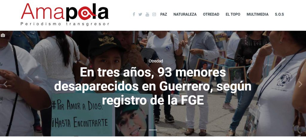 Screenshot of the Amapola Periodismo Transgresor website