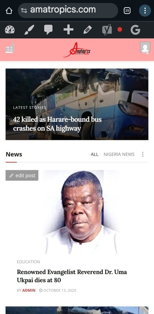 Screenshot of the Amatropics Newslive website