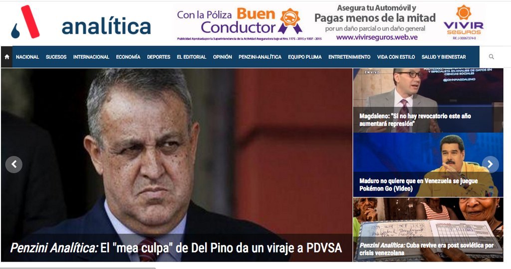 Screenshot of the Analitica website