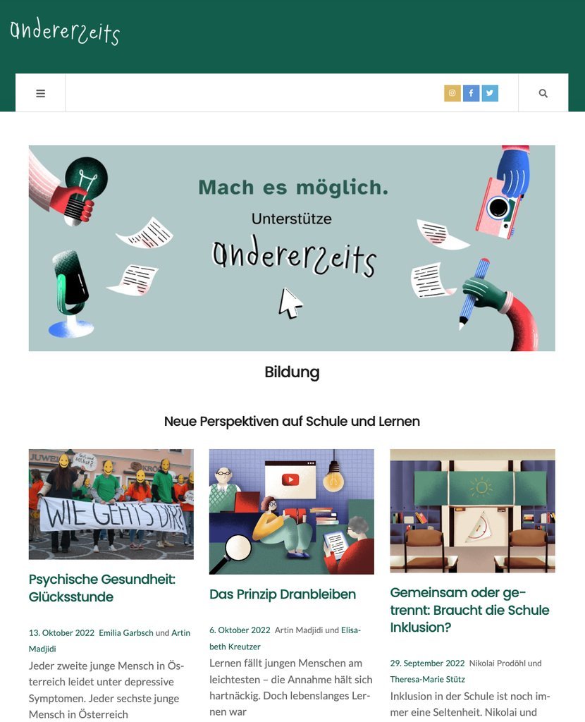 Screenshot of the Andererseits website
