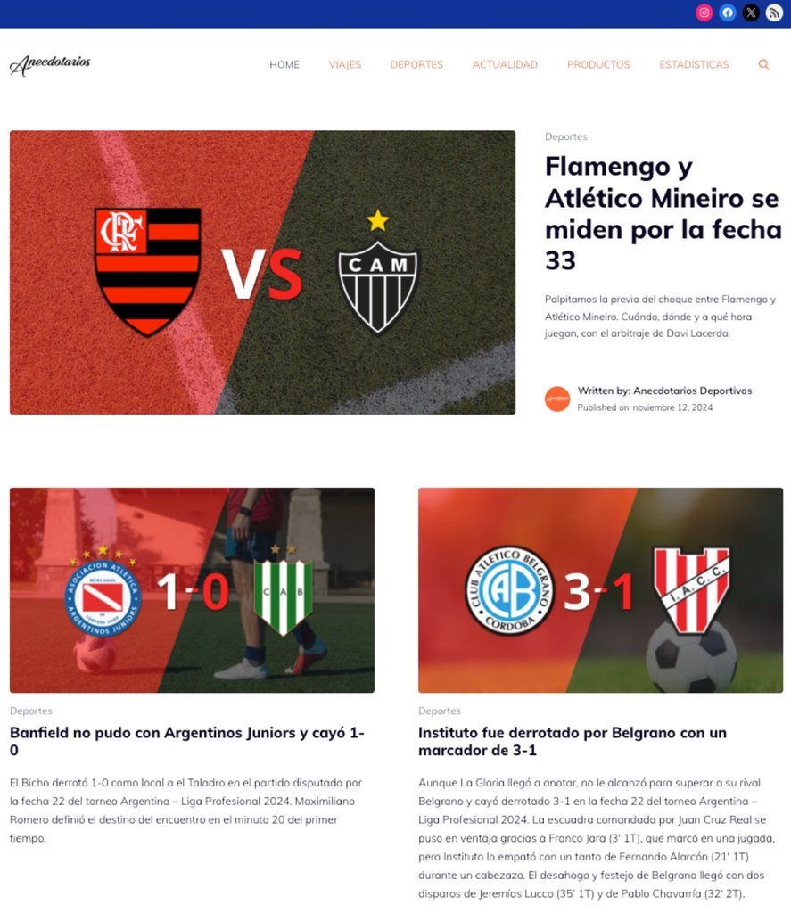 Screenshot of the anecdotarios website