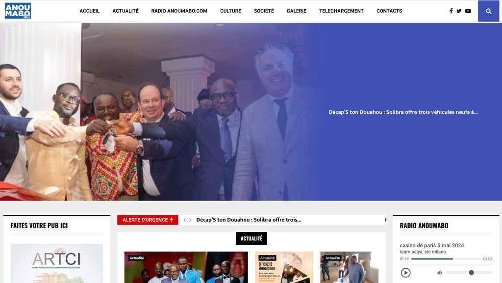 Screenshot of the ANOUMABO.COM website