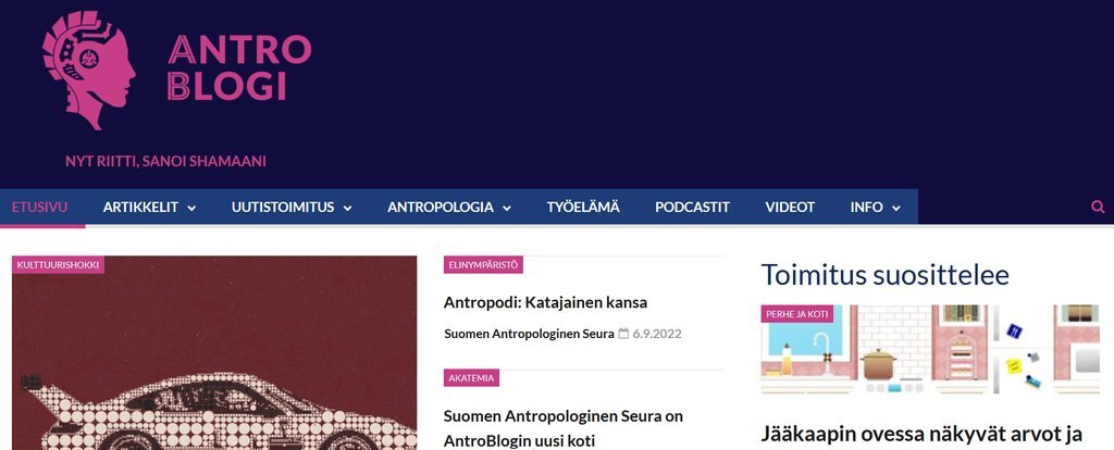 Screenshot of the AntroBlogi website