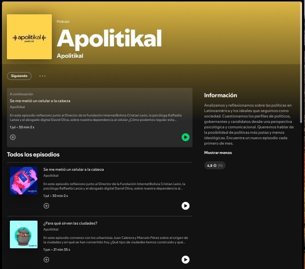Screenshot of the apolitikal website