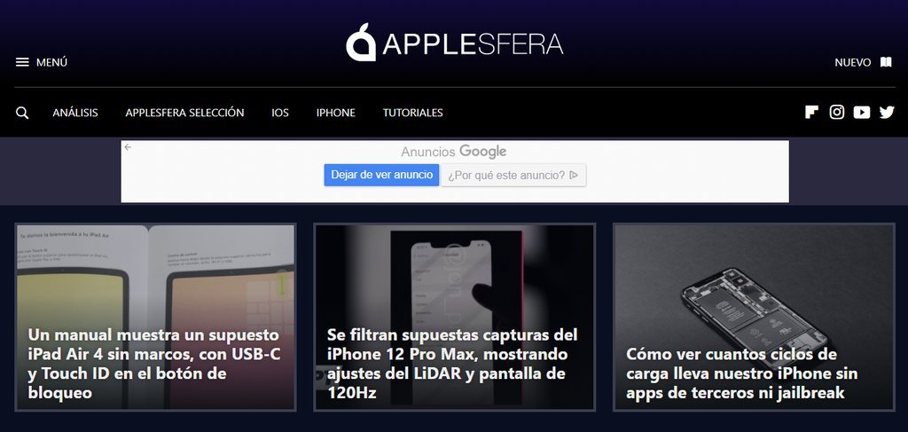 Screenshot of the Applesfera website