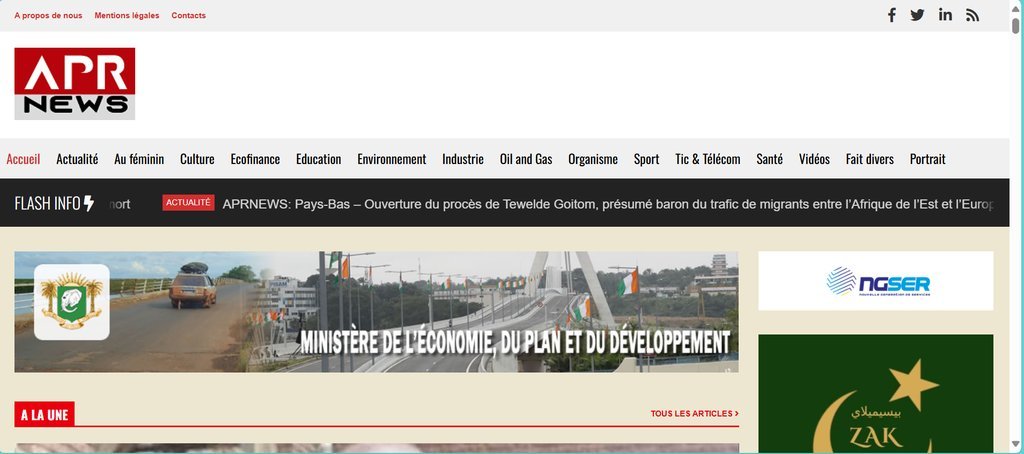 Screenshot of the APR News website